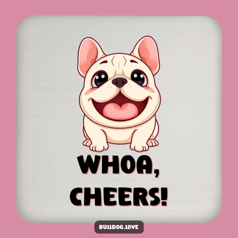Funny Surprised Bulldog Woof Coaster Set: Protect Surfaces with Excited Dog, Perfect Funny Gift