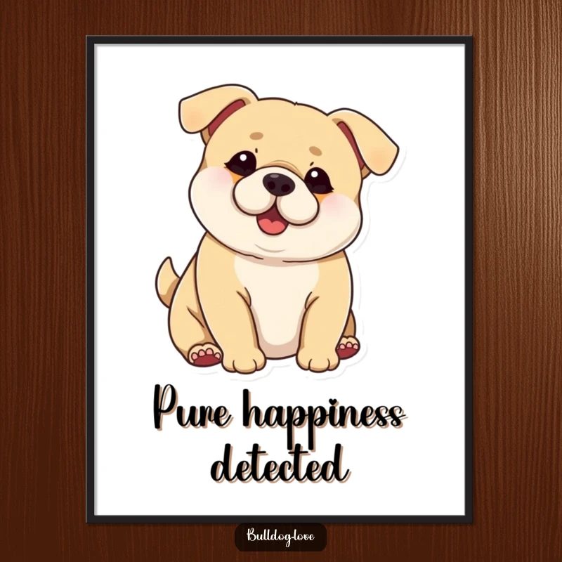 Funny Chubby Dog Poster: Chubby dog with prominent ears, hilariously wagging its entire body in a display of pure glee.