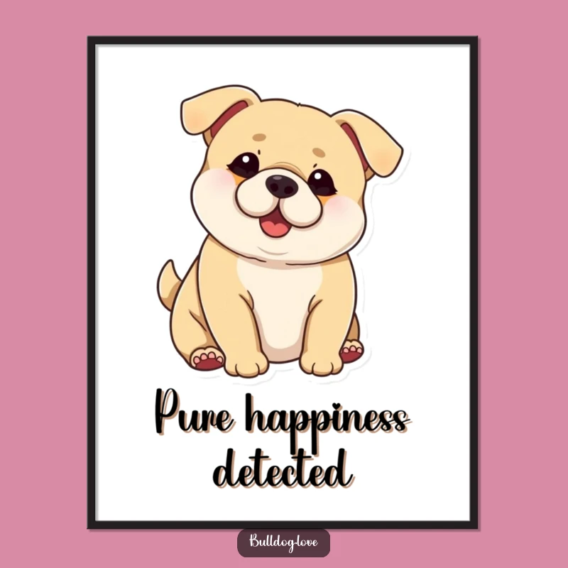 Funny Chubby Dog Poster: Big Ears Wagging Body, Whimsical Wall Art Gift
