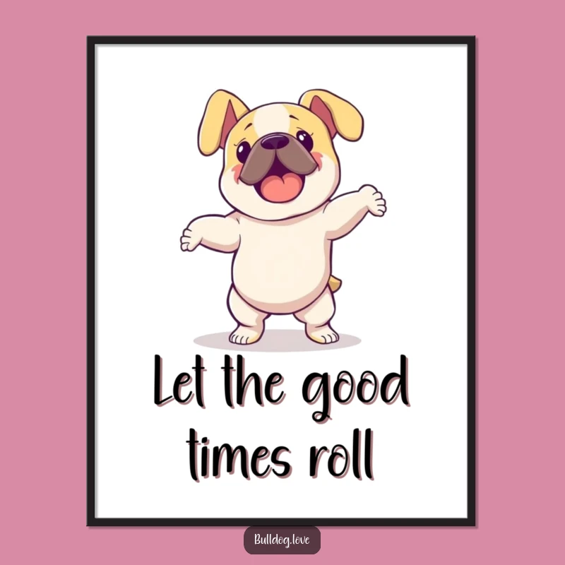 Funny Dancing Bulldog Poster: Vibrant Wall Art for Playful Spaces