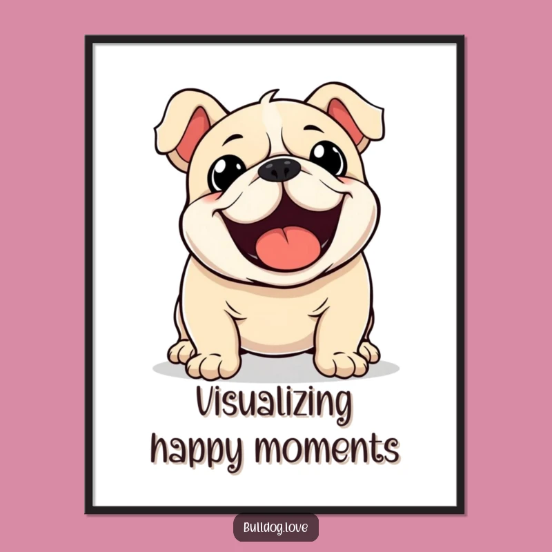 Funny Kawaii Bulldog Wagging Poster - Pure Excitement for Your Walls!