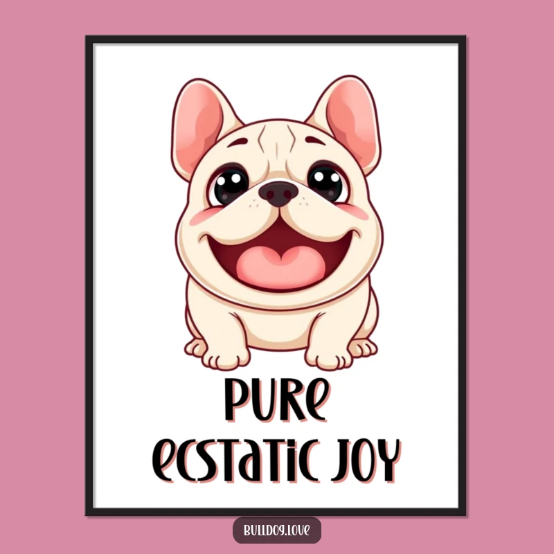 Funny Surprised Bulldog Woof Poster: Amusing Excited Dog with Wide Eyes, Awesome Funny Gift Decor