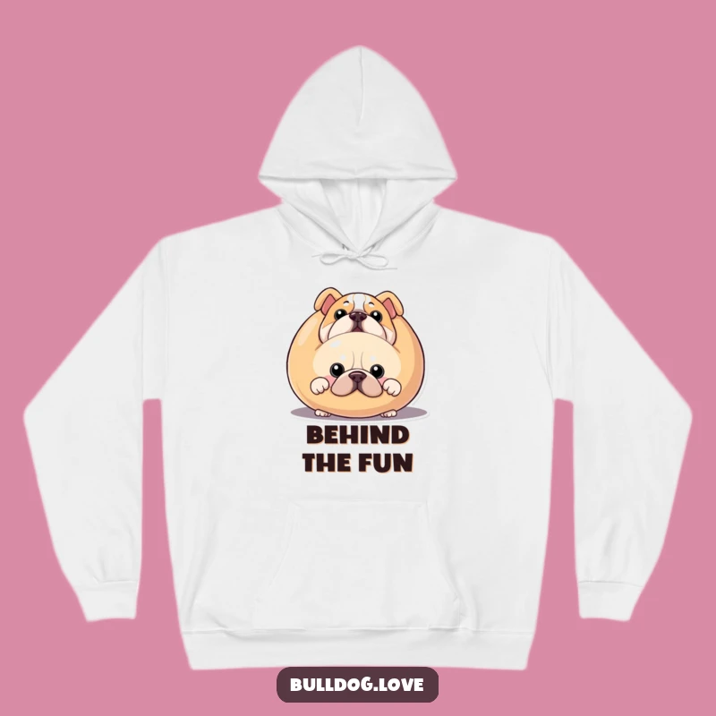 Cozy Bulldog Peekaboo Funny Hoodie - Squeaky Toy Companion Gift