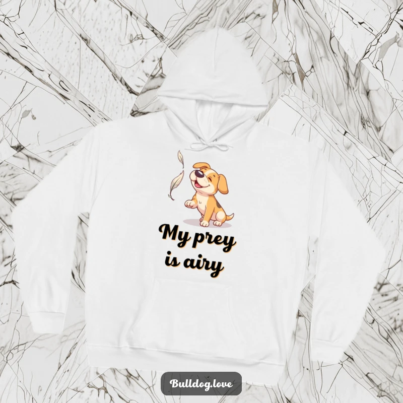 Funny Broad Snout Dog Hoodie: Dog with a broad snout intently trying to catch a light, floating feather.