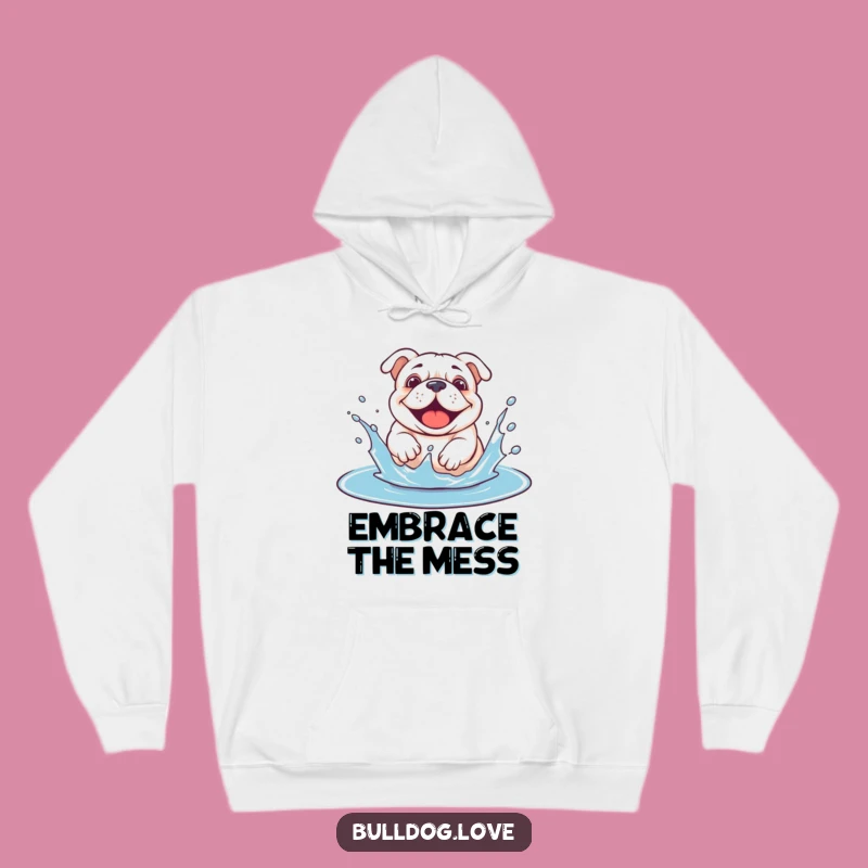Funny Bulldog Puddle Hoodie: Cozy Splash Dog, Perfect Warm Muddy Gift