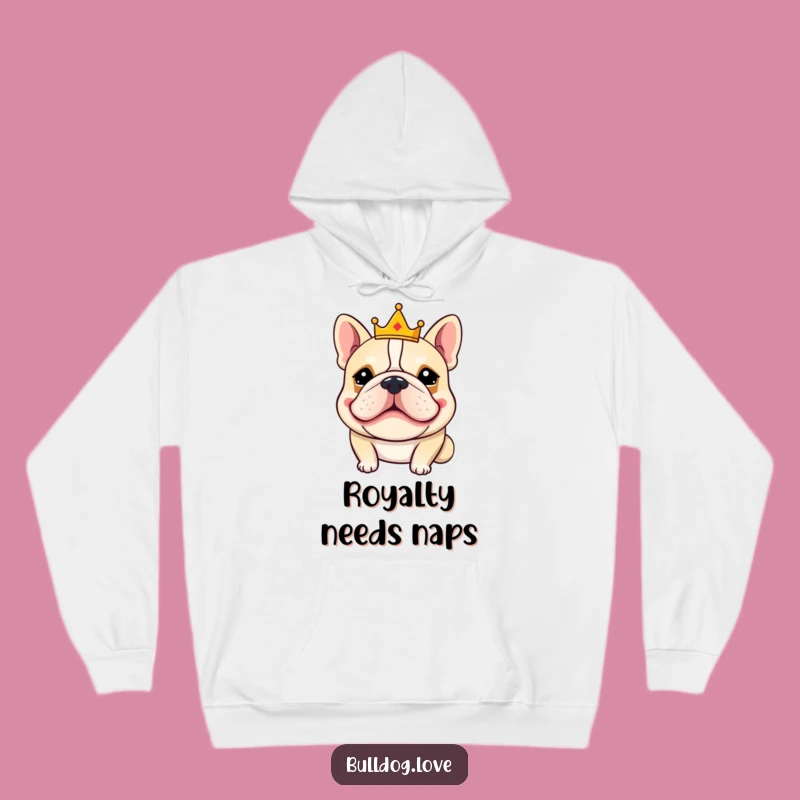 Funny King Bulldog Hoodie: Cozy Royal Grin & Crown, Ultimate Humorous Dog Gift