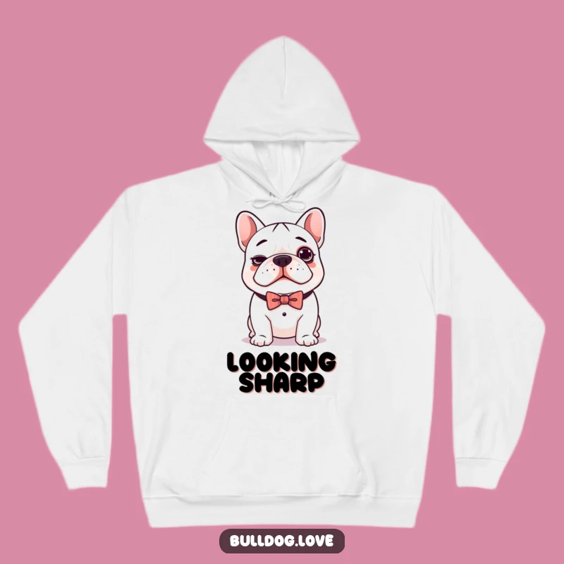 Funny Kawaii Bulldog Bow Tie Hoodie - Cozy Up with Cute Charm