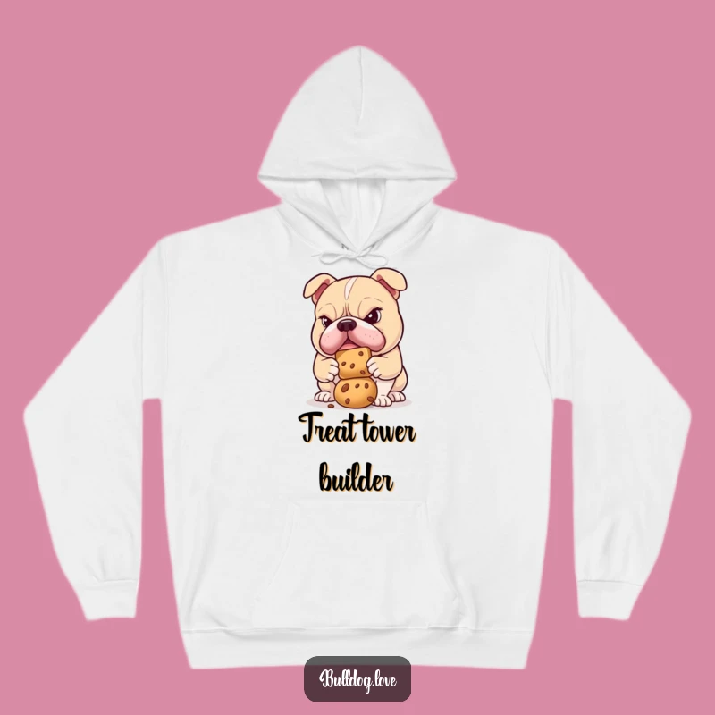 Cozy Funny Determined Bulldog Treat Balance Hoodie: Warm Ambition Gift
