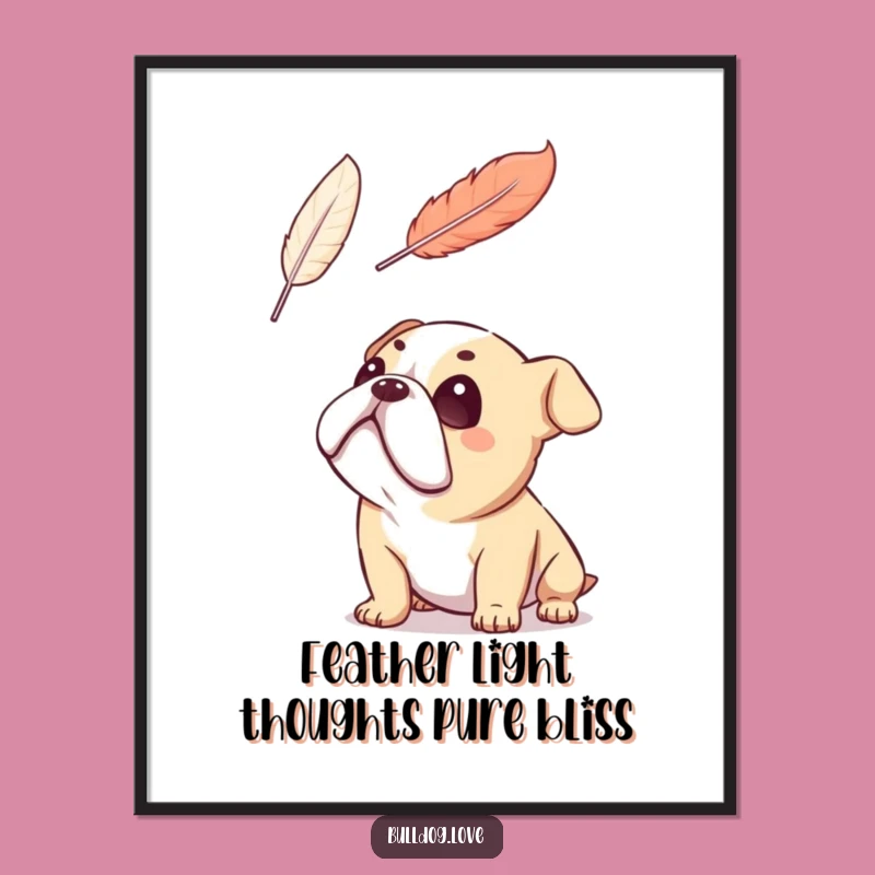 Funny Free Printable Bulldog Feather Art: Adoring Gaze Downloadable Decor