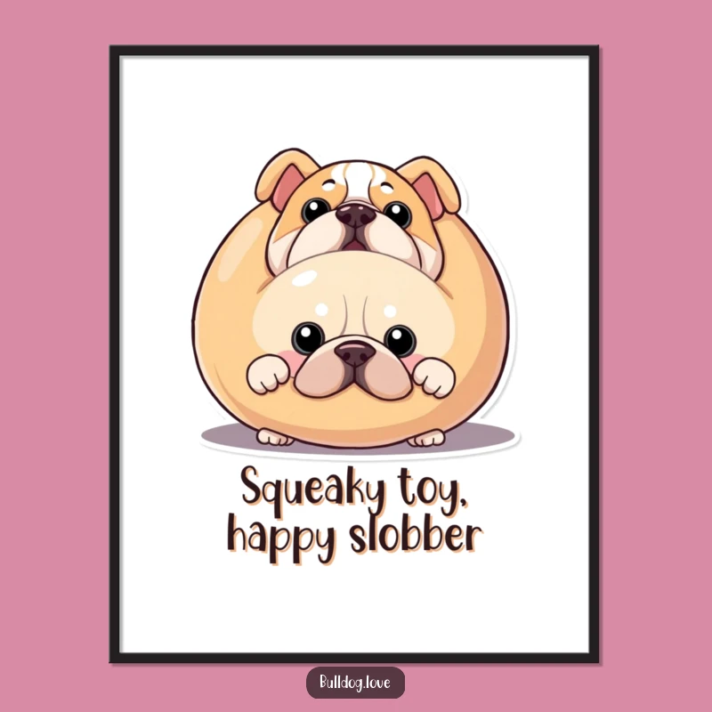 Free Printable Bulldog Art: Squeaky Toy Peek Downloadable Poster