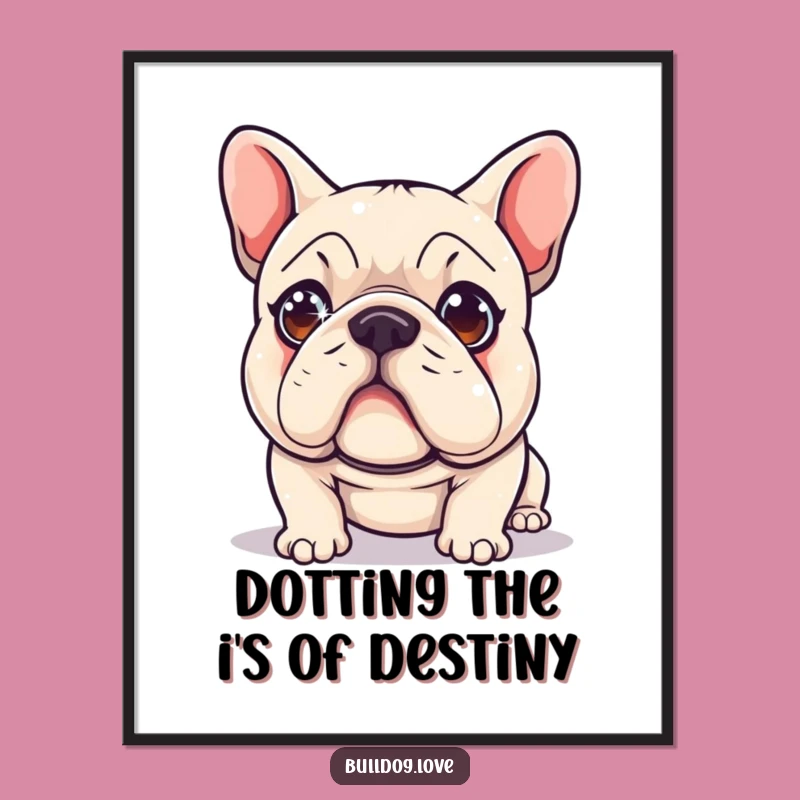 Free Printable Funny Bulldog Wall Art: Sparkling Laser Dot Chase Downloadable Decor