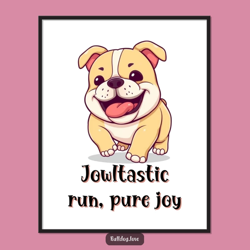 Free Printable Wall Art: Happy Panting Bulldog Post-Run Funny Downloadable Decor