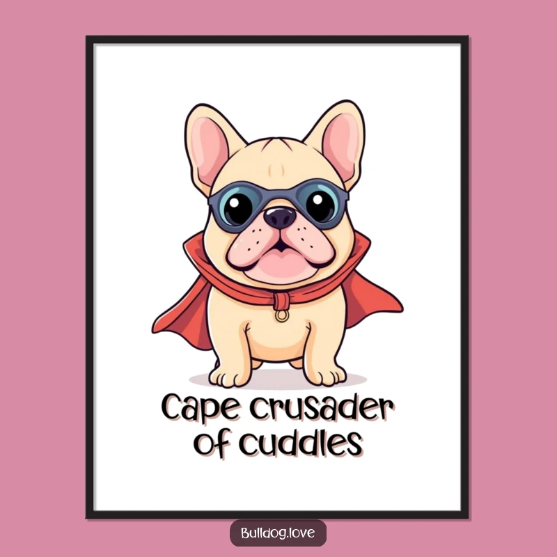 Funny Free Printable Wall Art: Kawaii Bulldog Superhero - Downloadable Decor!