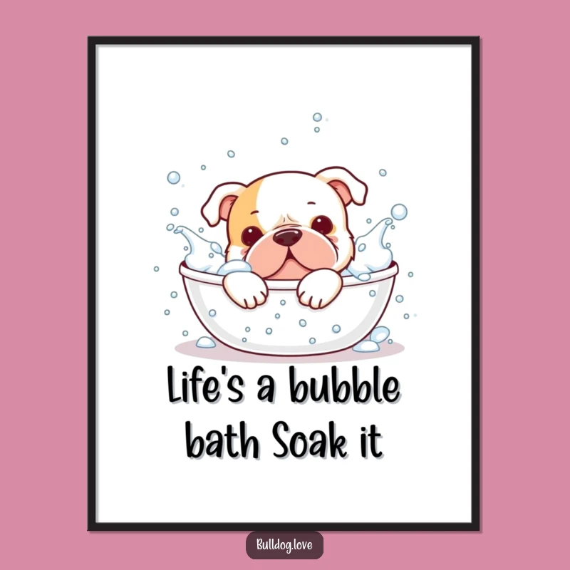 Funny Free Printable Bulldog Bath Art: Splashing Dog Downloadable Decor