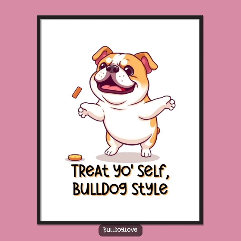 Funny Free Printable Wall Art: Jumping Bulldog, Energetic Downloadable Decor