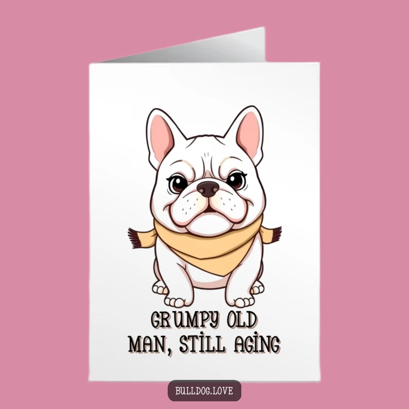 Free Printable Birthday Card: Funny Bulldog Scarf Design, Perfect Downloadable Gift