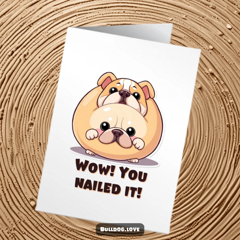 Funny Free Printable Congratulations Card: A bulldog peeks out from behind a huge squeaky toy.