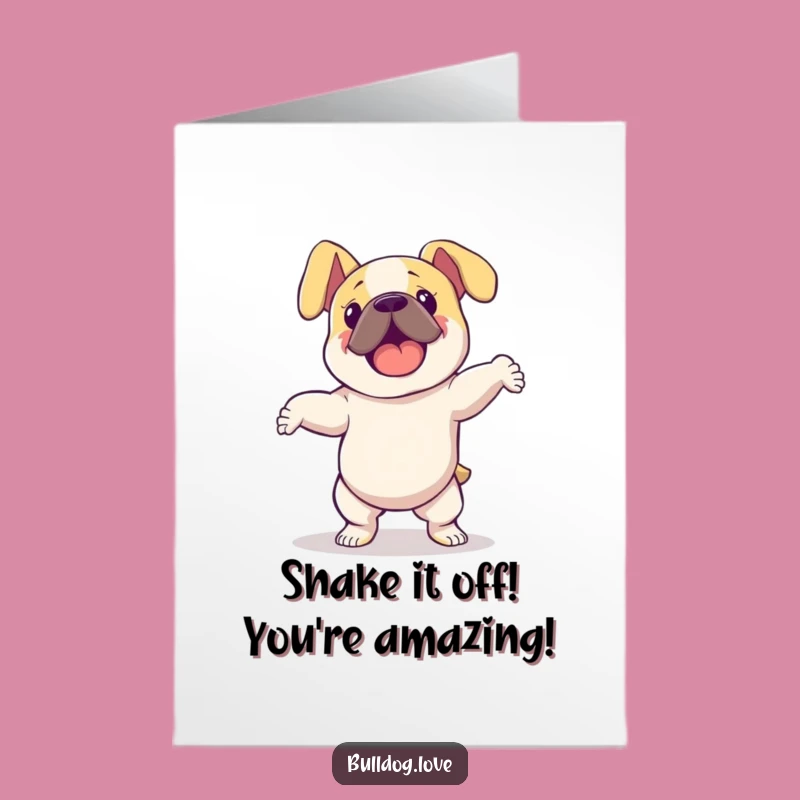 Free Printable Congrats Card: Groovy Bulldog Dance Moves - Party Dog Downloadable
