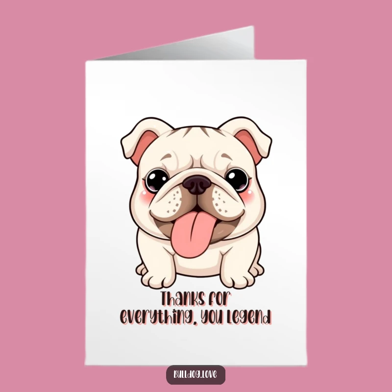 Free Printable Kawaii Bulldog Thank You Card: Funny Tongue Downloadable Gift