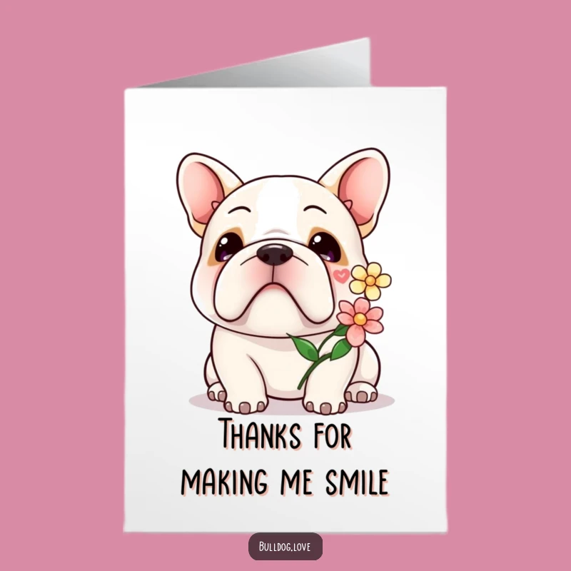 Free Printable Thank You Card: Kawaii Bulldog Offers Thanks - Downloadable Gift