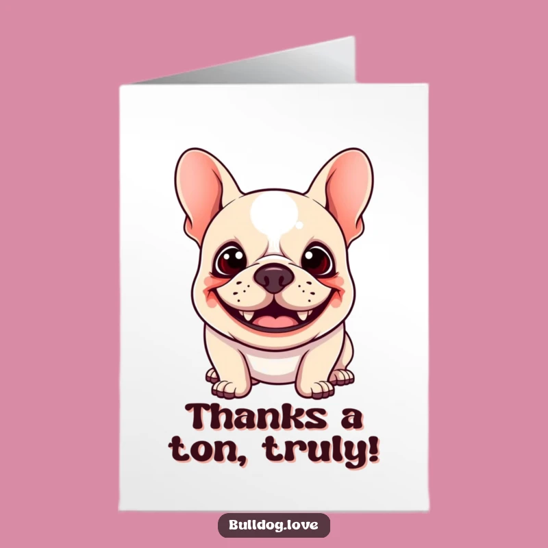 Free Printable Thank You Card: Goofy Kawaii Bulldog, Floppy Ears, Thoughtful Downloadable Gift
