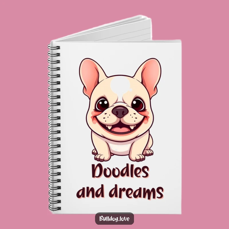 Funny Kawaii Bulldog Notebook - Goofy Grin Floppy Ears, Journal Hilarious Gift