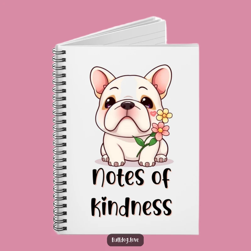 Kawaii Bulldog Flower Notebook: Gentle Pages, Perfect Gift for Notes