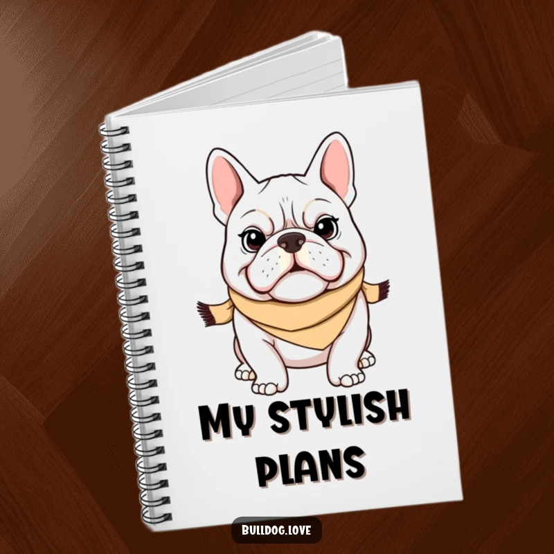 Funny Bulldog Notebook: A determined bulldog with a scarf and grin, inspires creativity on its cover. Perfect funny gift for note-takers.