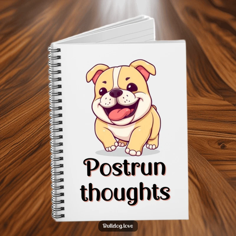 Funny bulldog notebook cover with a happy dog showing off its jowls while panting, perfect for capturing notes.