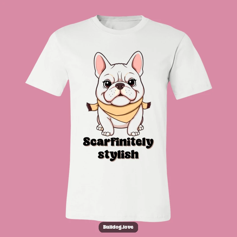 Funny Bulldog Scarf T-Shirt: Adorable Determined Canine Fashion Statement Gift