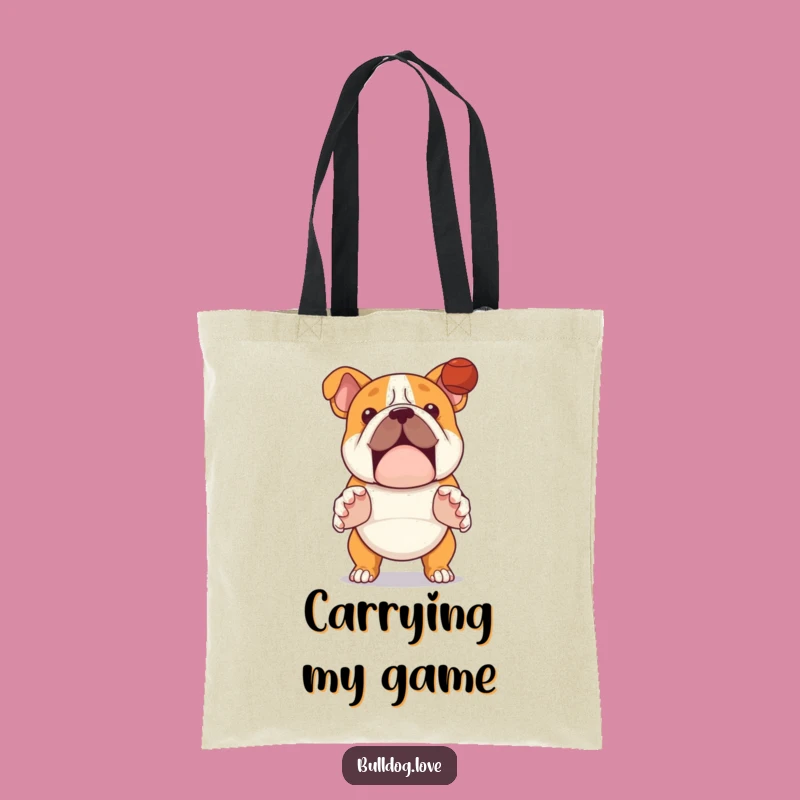 Playful Bulldog Catch Funny Tote Bag - Dog Fetch Lover Gift
