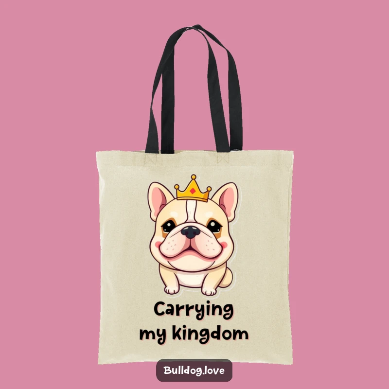 Funny King Bulldog Tote Bag: Royal Grin & Crown, Chic Humor Accessory, Perfect Dog Gift