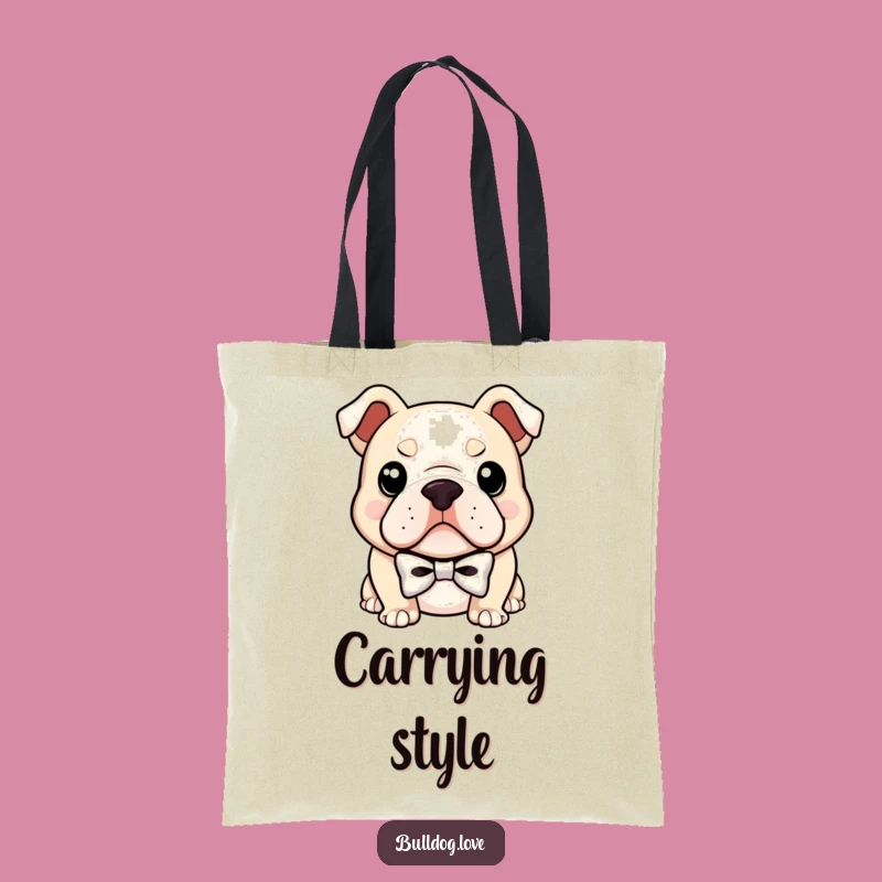 Funny Bulldog Bowtie Tote: Carry Your Style with a Smirking Pup