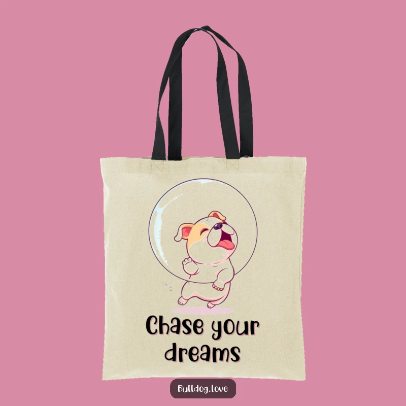 Funny Bulldog Bubble Chase Tote Bag - Carry Your Playfulness