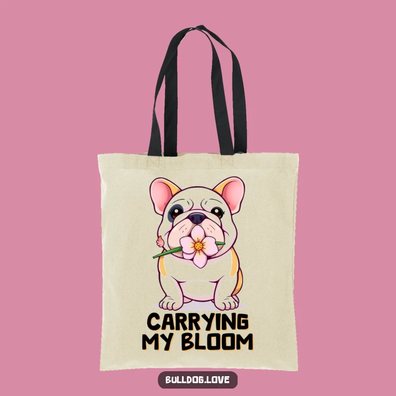 Funny Bulldog Flower Tote Bag: Proud Pup's Carry-All, Stylish & Sweet Accessory, Perfect Gift!