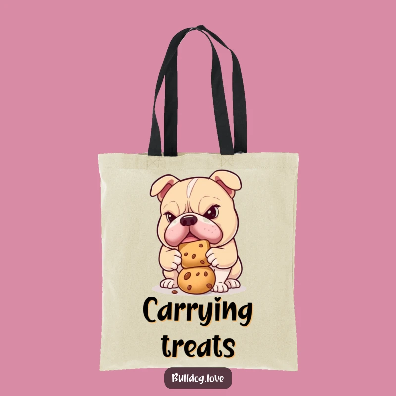 Funny Determined Bulldog Treat Balance Tote Bag: Carry Your Goal