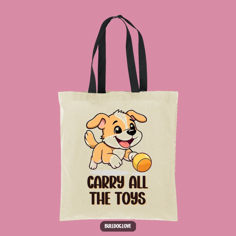 Funny Energetic Dog Tote Bag: Bouncy Toy Chase, Practical & Comical Gift
