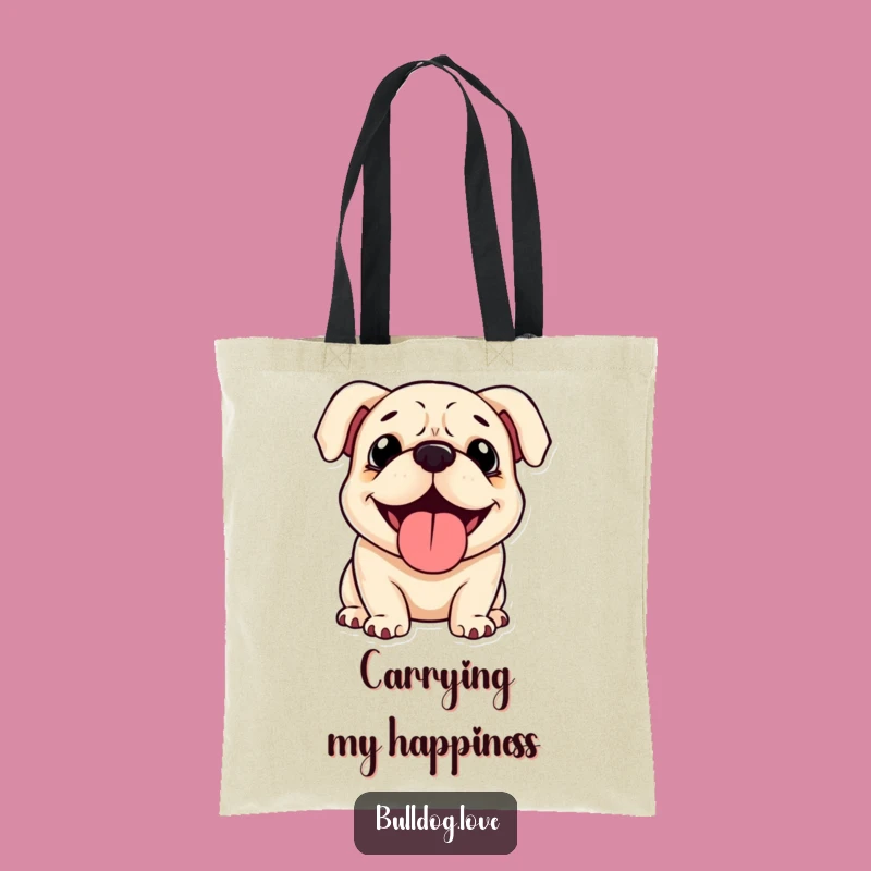 Funny Happy Bulldog Tote Bag: Carry Your Essentials with Canine Cheer Gift