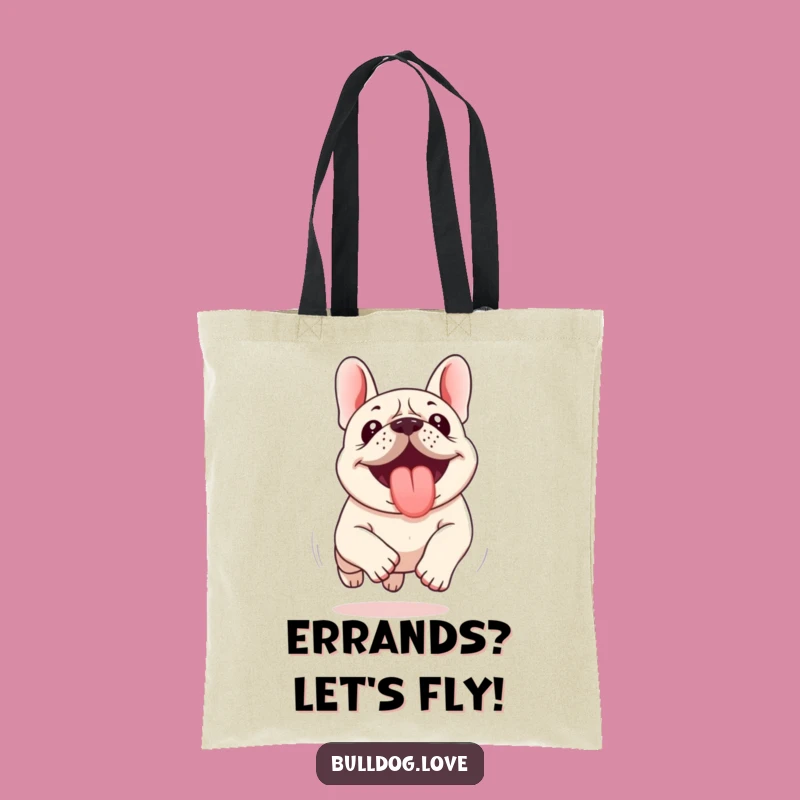 Funny Kawaii Bulldog Tote Bag - Tongue Out Running, Spacious & Hilarious Gift
