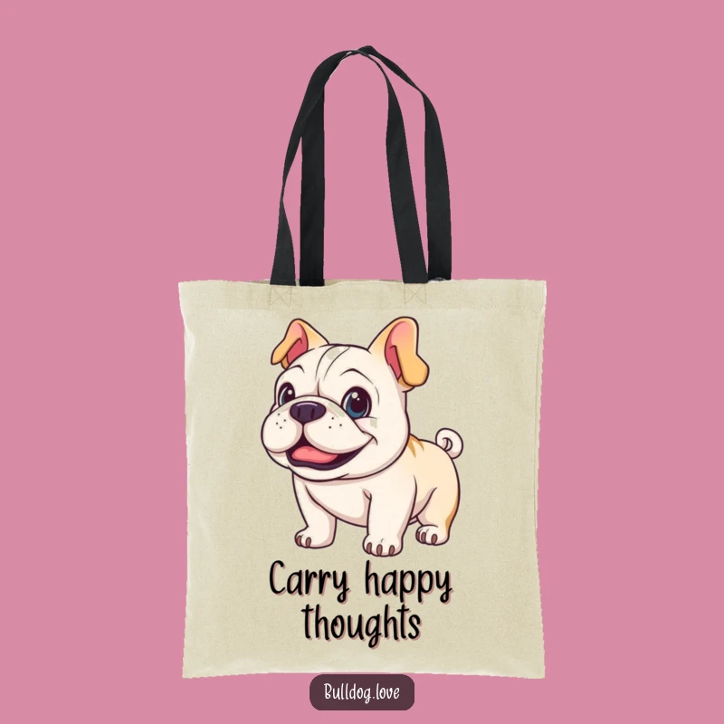 Happy Bulldog Wagging Tail Funny Tote Bag - Joyful Canine Gift