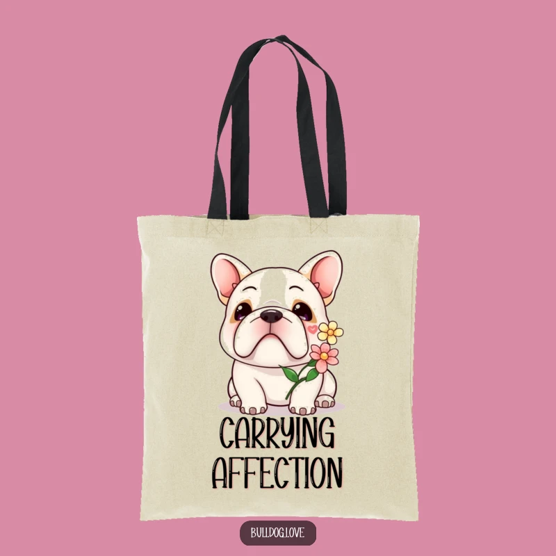 Kawaii Bulldog Flower Tote Bag: Sweet Accessory, Perfect Gift